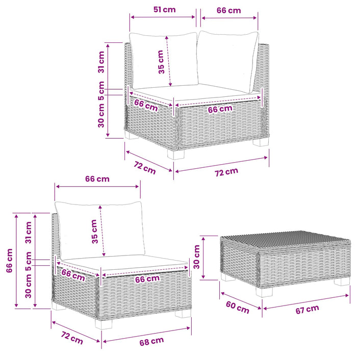5 buc. Set de lounge din ratan cu perne GENDT Ratan Natural WALTI