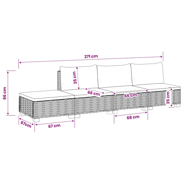 4 buc. Set de lounge din ratan cu perne GENDT Ratan Natural WALTI