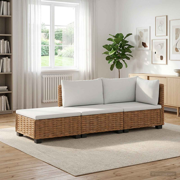 3 buc. Set de lounge din ratan cu perne GENDT Ratan Natural WALTI