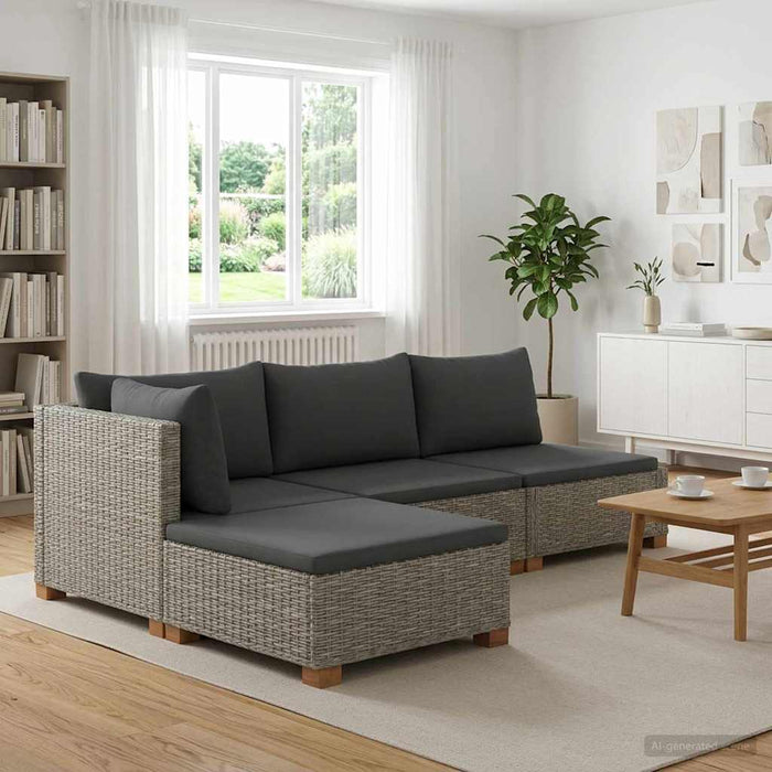 3 buc. Set de lounge din ratan cu perne GENDT Ratan Natural WALTI