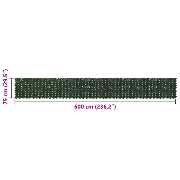 Ecran de balcon cu frunze Verde închis 600 x 75 cm WALTI