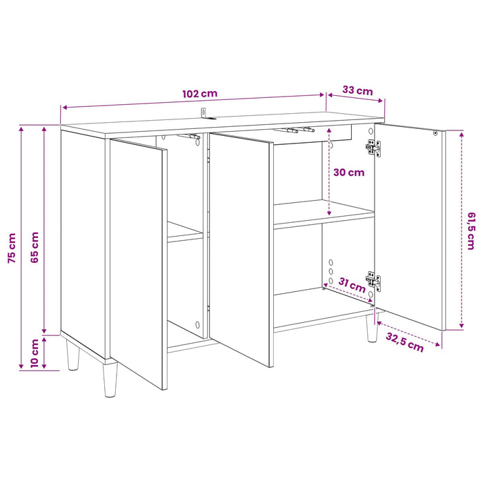 Bufet BONN Sonoma 102 x 33 x 75 cm Lemn prelucrat WALTI