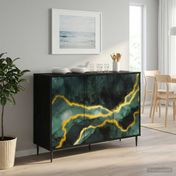 Bufet WIJHE Stejar Negru 102 x 33 x 76 cm Lemn prelucrat WALTI