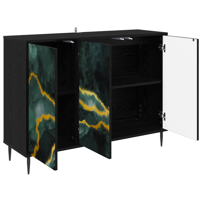 Bufet WIJHE Stejar Negru 102 x 33 x 76 cm Lemn prelucrat WALTI
