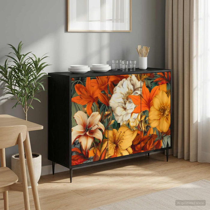 Bufet GENNEP Stejar Negru 102 x 33 x 76 cm Lemn prelucrat WALTI