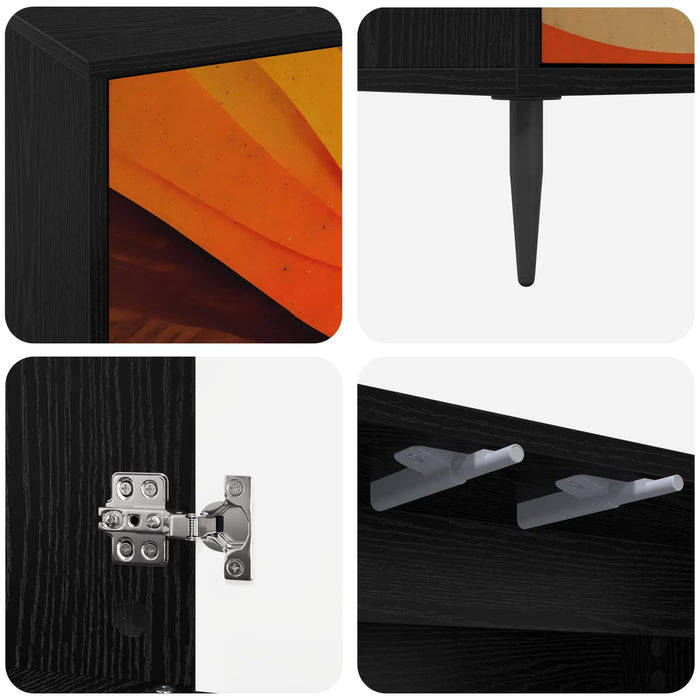 Bufet BONN Stejar Negru 102 x 33 x 76 cm Lemn prelucrat WALTI