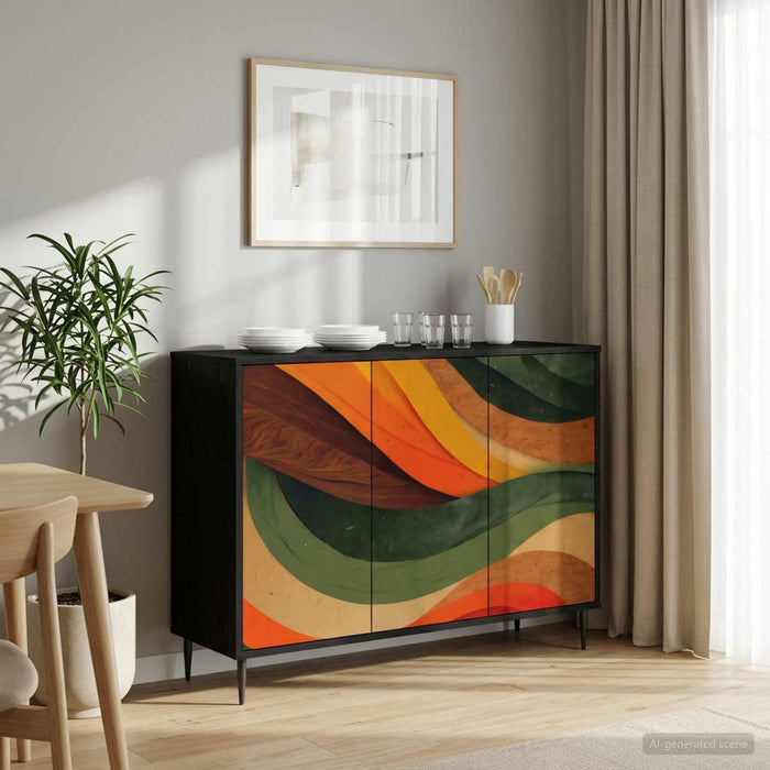 Bufet BONN Stejar Negru 102 x 33 x 76 cm Lemn prelucrat WALTI