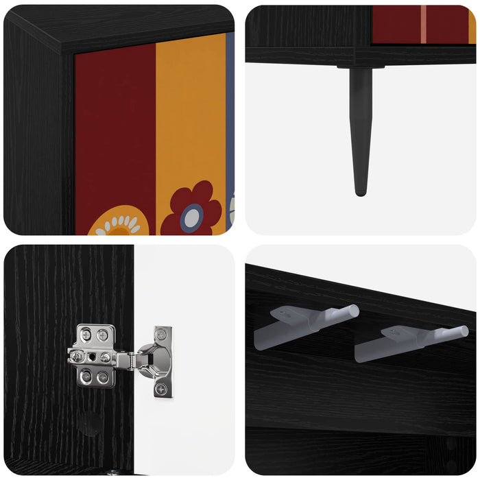 Bufet ESSEN Stejar Negru 102 x 33 x 76 cm Lemn prelucrat - WALTI WALTI