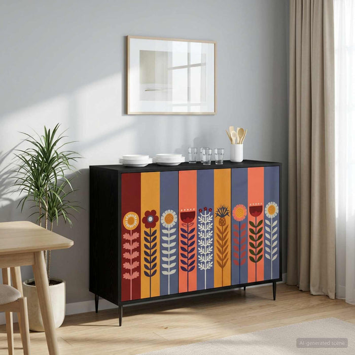 Bufet ESSEN Stejar Negru 102 x 33 x 76 cm Lemn prelucrat WALTI