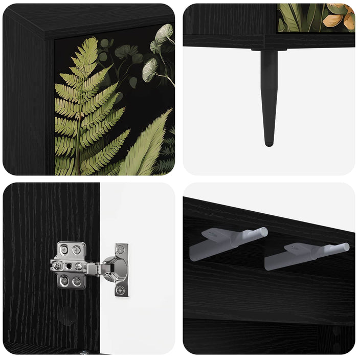Cabinet TV RHENEN 69 x 33 x 50,5 cm Stejar Negru Lemn prelucrat WALTI