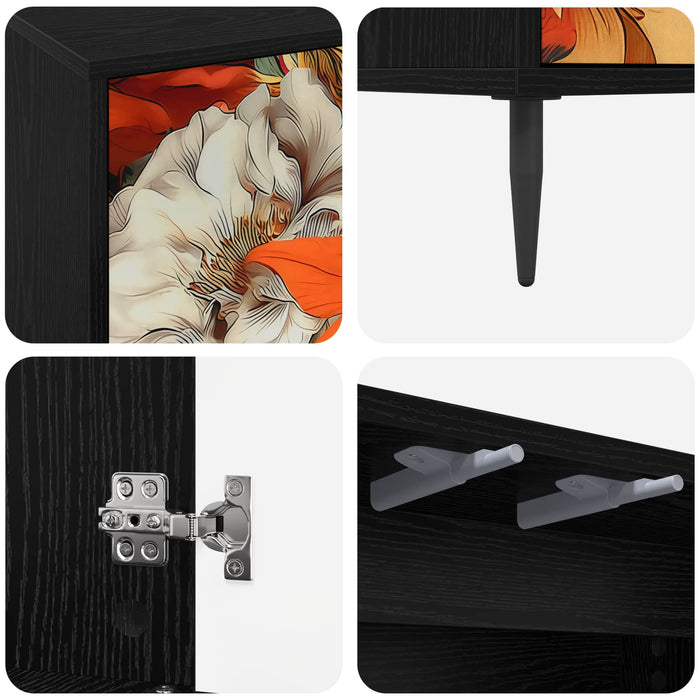 Cabinet TV GENNEP 69 x 33 x 50,5 cm Stejar Negru Lemn prelucrat WALTI