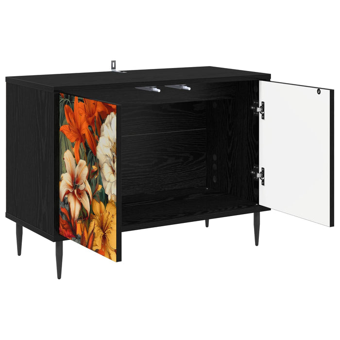 Cabinet TV GENNEP 69 x 33 x 50,5 cm Stejar Negru Lemn prelucrat WALTI