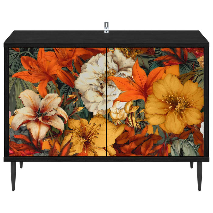 Cabinet TV GENNEP 69 x 33 x 50,5 cm Stejar Negru Lemn prelucrat WALTI