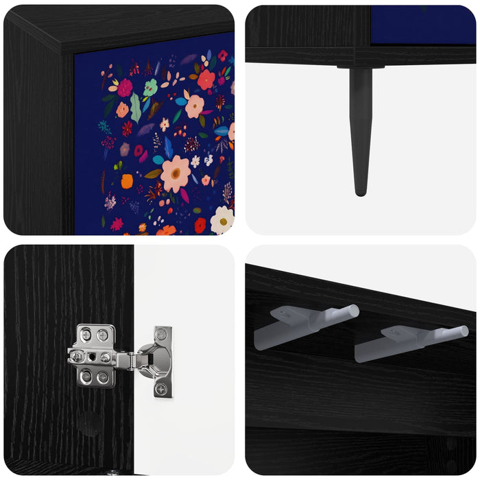 Cabinet TV MAINZ 69 x 33 x 50,5 cm Stejar Negru Lemn prelucrat WALTI