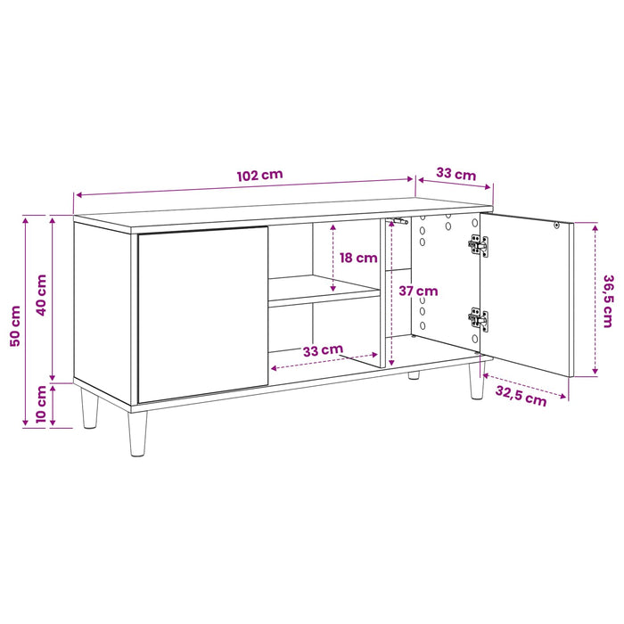 Cabinet TV BREMEN 102 x 33 x 50 cm Sonoma Lemn prelucrat WALTI