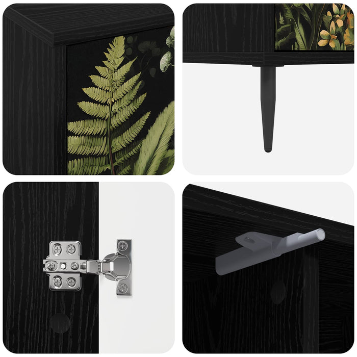 Cabinet TV RHENEN 102 x 33 x 51 cm Stejar Negru Lemn prelucrat WALTI