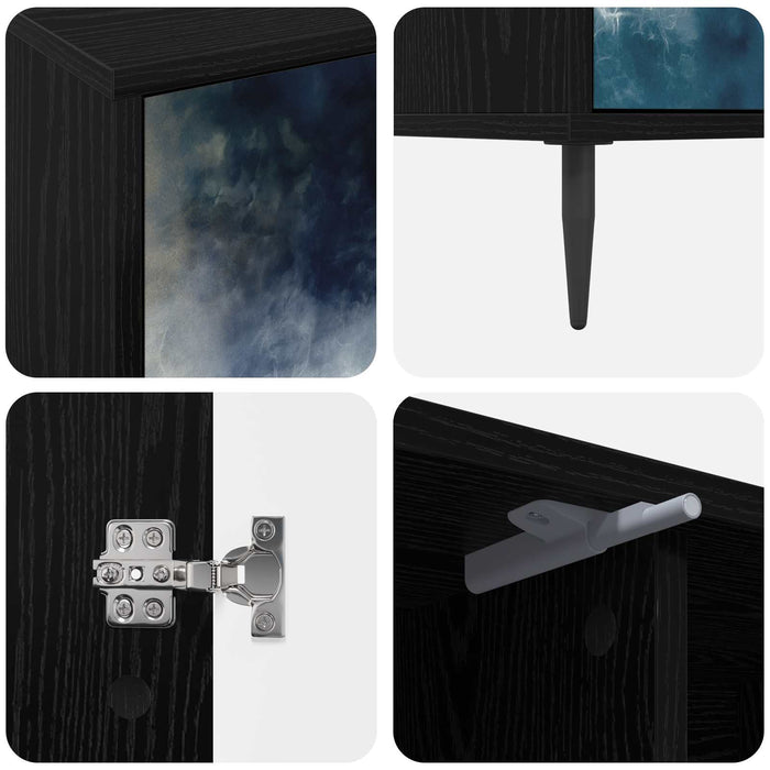 Cabinet TV RAALTE 102 x 33 x 51 cm Stejar Negru Lemn prelucrat WALTI