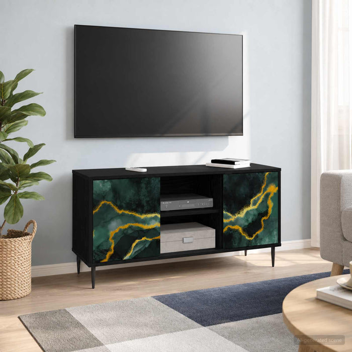 Cabinet TV WIJHE 102 x 33 x 51 cm Stejar Negru Lemn prelucrat - WALTI WALTI