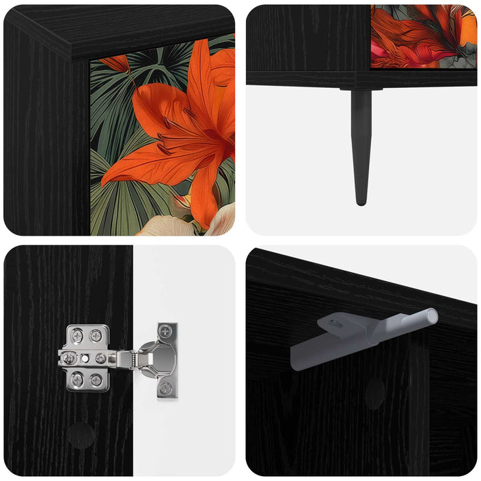 Cabinet TV GENNEP 102 x 33 x 51 cm Stejar Negru Lemn prelucrat WALTI