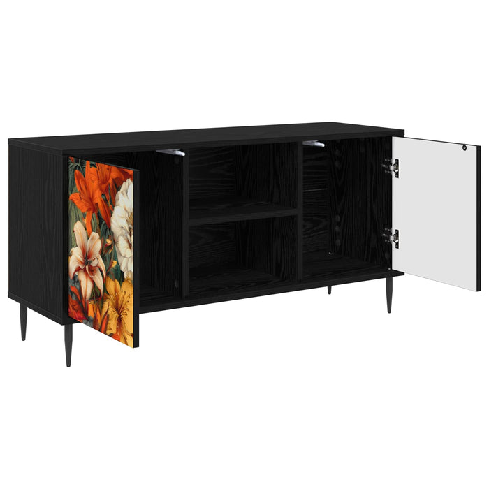 Cabinet TV GENNEP 102 x 33 x 51 cm Stejar Negru Lemn prelucrat WALTI