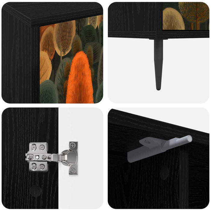 Cabinet TV ZAANDAM 102 x 33 x 51 cm Stejar Negru Lemn prelucrat WALTI