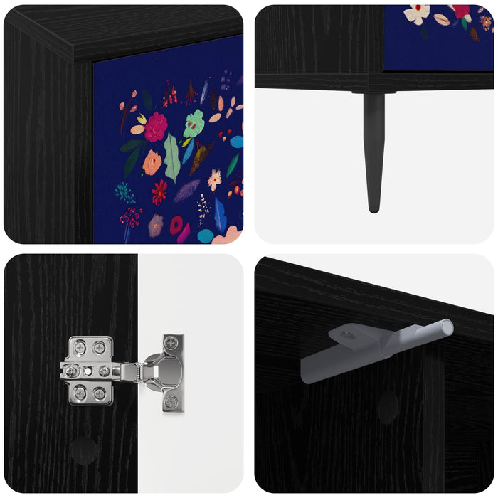Cabinet TV MAINZ 102 x 33 x 51 cm Stejar Negru Lemn prelucrat WALTI
