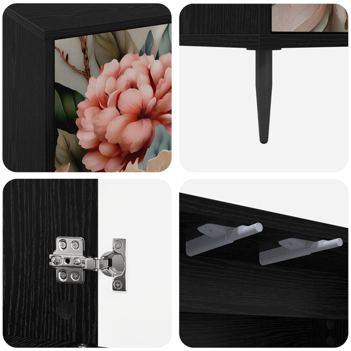 Cabinet TV BORNE 102 x 33 x 51 cm Stejar Negru Lemn prelucrat WALTI