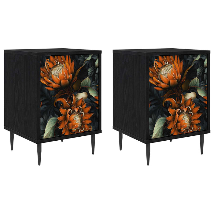 Dulap de noapte LOCHEM 2 buc. Stejar Negru 36 x 33 x 51 cm WALTI