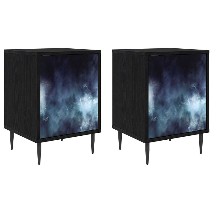 Dulap de noapte RAALTE 2 buc. Stejar Negru 36 x 33 x 51 cm WALTI