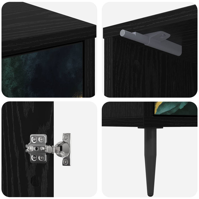 Dulap de noapte WIJHE Stejar Negru 36 x 33 x 51 cm WALTI