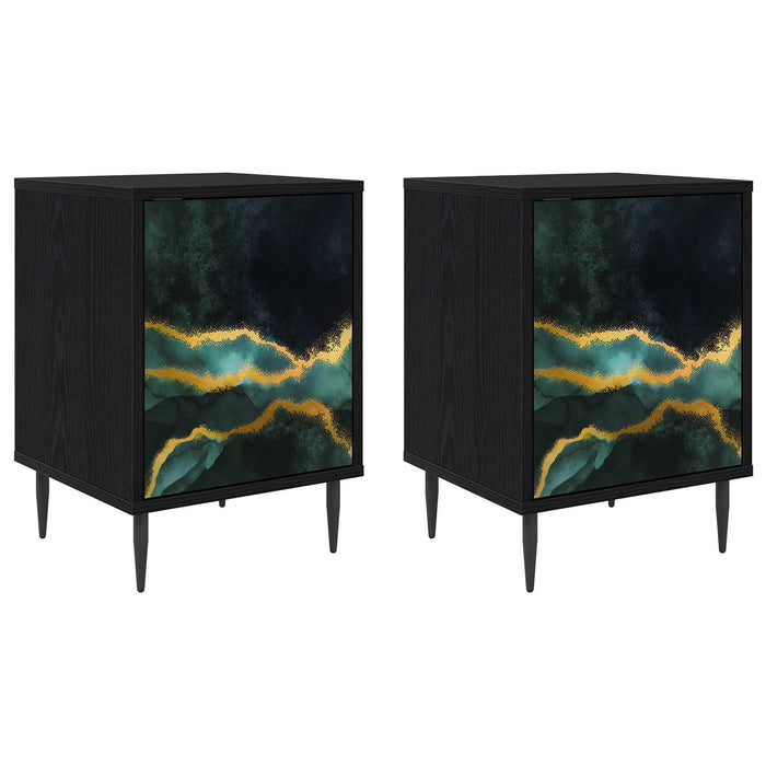 Dulap de noapte WIJHE 2 buc. Stejar Negru 36 x 33 x 51 cm WALTI