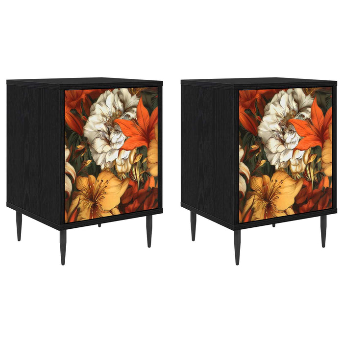 Dulap de noapte GENNEP 2 buc. Stejar Negru 36 x 33 x 51 cm WALTI