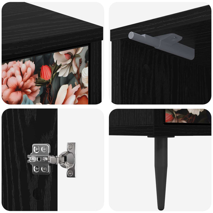 Dulap de noapte BORNE 2 buc. Stejar Negru 36 x 33 x 51 cm WALTI