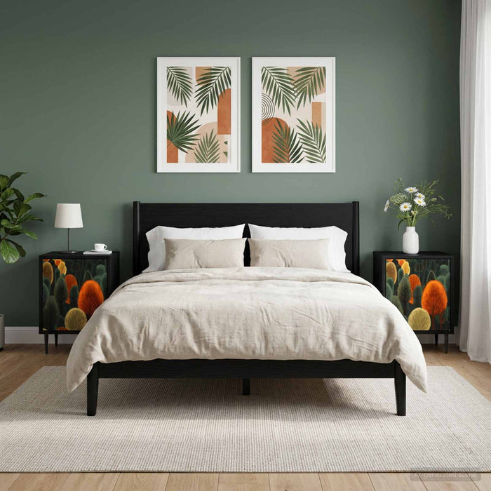 Dulap de noapte ZAANDAM 2 buc. Stejar Negru 36 x 33 x 51 cm WALTI