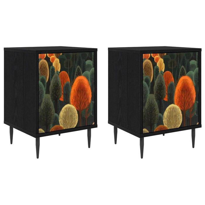 Dulap de noapte ZAANDAM 2 buc. Stejar Negru 36 x 33 x 51 cm WALTI