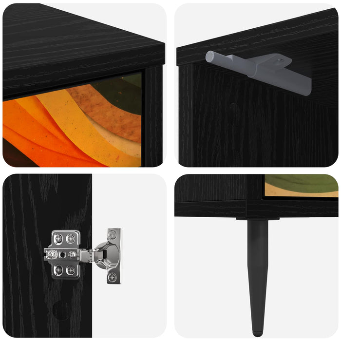 Dulap de noapte BONN 2 buc. Stejar Negru 36 x 33 x 51 cm WALTI