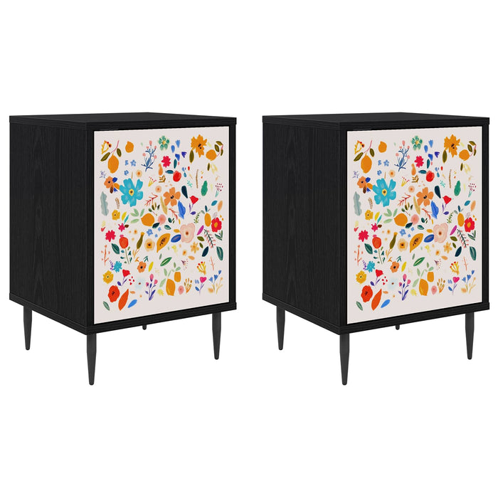 Dulap de noapte MAINZ 2 buc. Stejar Negru 36 x 33 x 51 cm WALTI