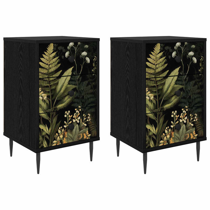 Dulap de noapte RHENEN 2 buc. Stejar Negru 36 x 33 x 61 cm WALTI
