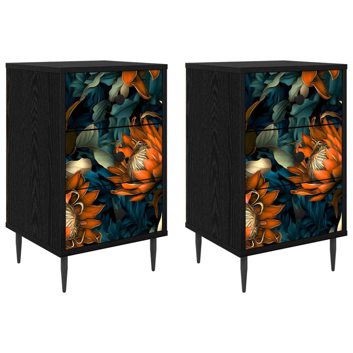 Dulap de noapte LOCHEM 2 buc. Stejar Negru 36 x 33 x 61 cm WALTI