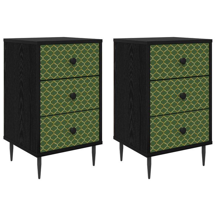 Dulap de noapte GELEEN 2 buc. Stejar Negru 36 x 33 x 61 cm WALTI