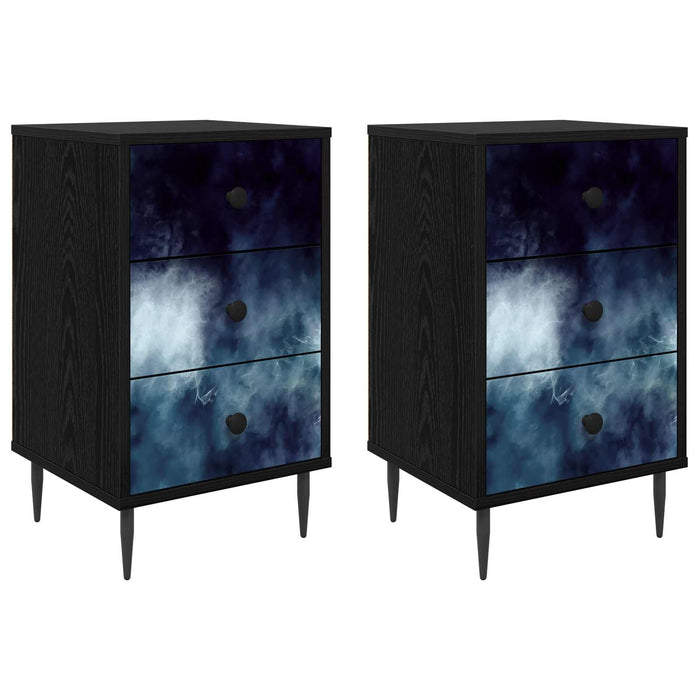 Dulap de noapte RAALTE 2 buc. Stejar Negru 36 x 33 x 61 cm WALTI
