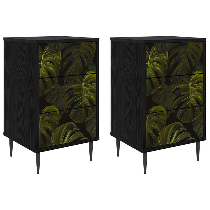 Dulap de noapte ELBURG 2 buc. Stejar Negru 36 x 33 x 61 cm WALTI