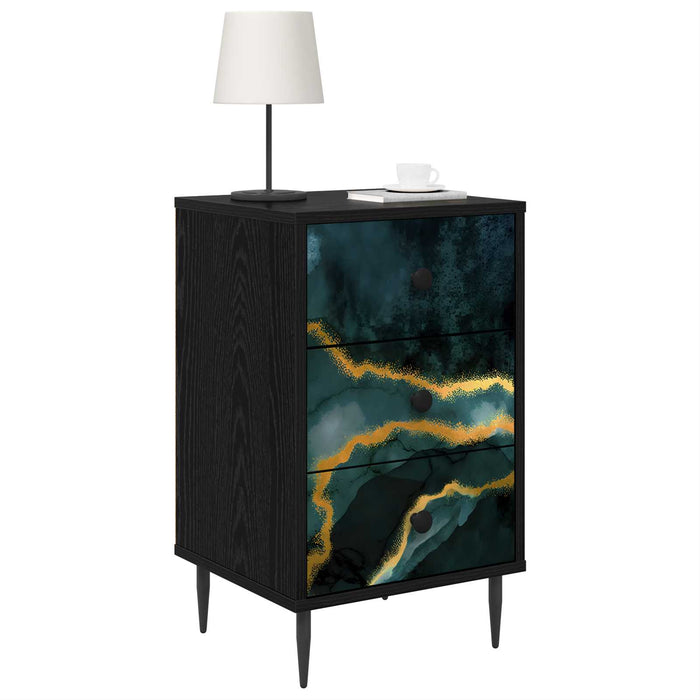 Dulap de noapte WIJHE 2 buc. Stejar Negru 36 x 33 x 61 cm WALTI