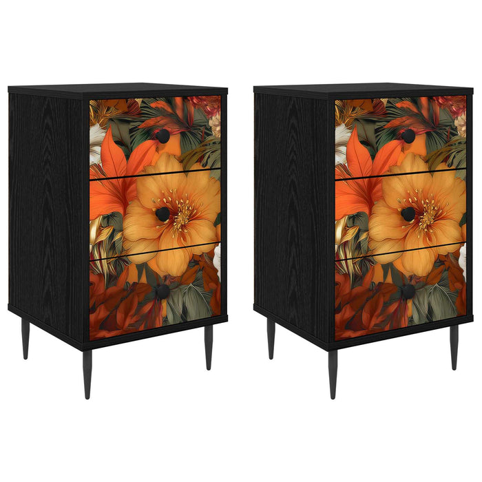 Dulap de noapte GENNEP 2 buc. Stejar Negru 36 x 33 x 61 cm WALTI