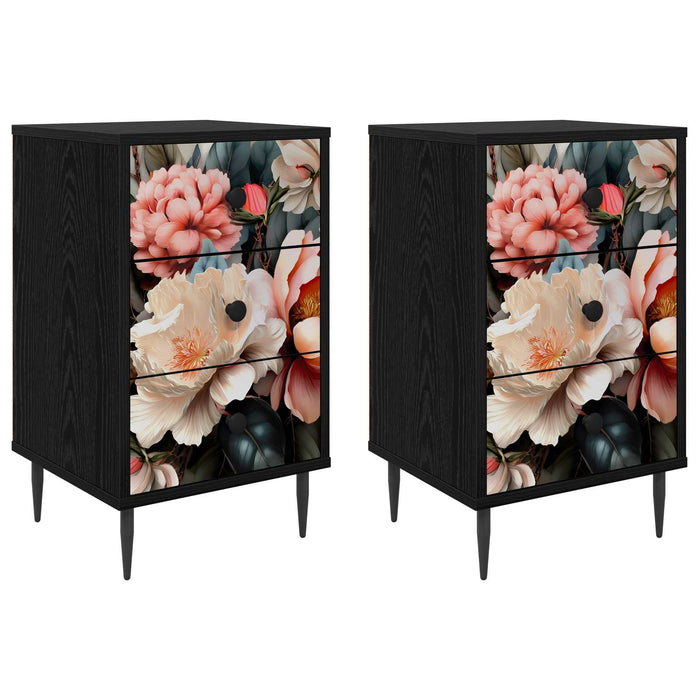 Dulap de noapte BORNE 2 buc. Stejar Negru 36 x 33 x 61 cm WALTI