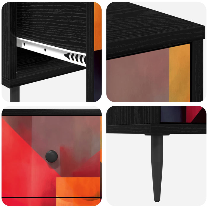 Dulap de noapte HEESCH 2 buc. Stejar Negru 36 x 33 x 61 cm WALTI