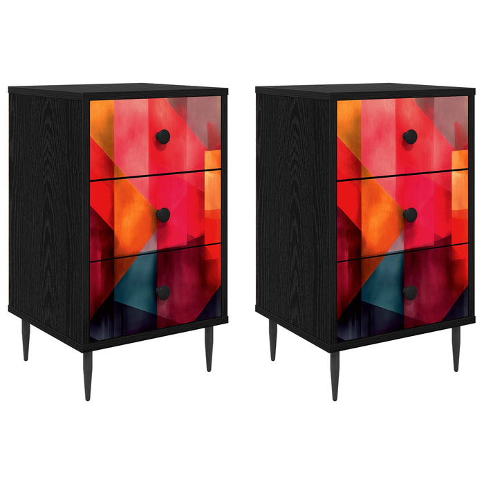Dulap de noapte HEESCH 2 buc. Stejar Negru 36 x 33 x 61 cm WALTI