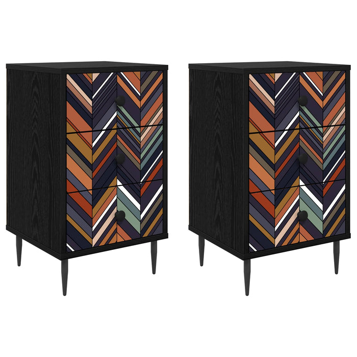 Dulap de noapte OMMEN 2 buc. Stejar Negru 36 x 33 x 61 cm WALTI
