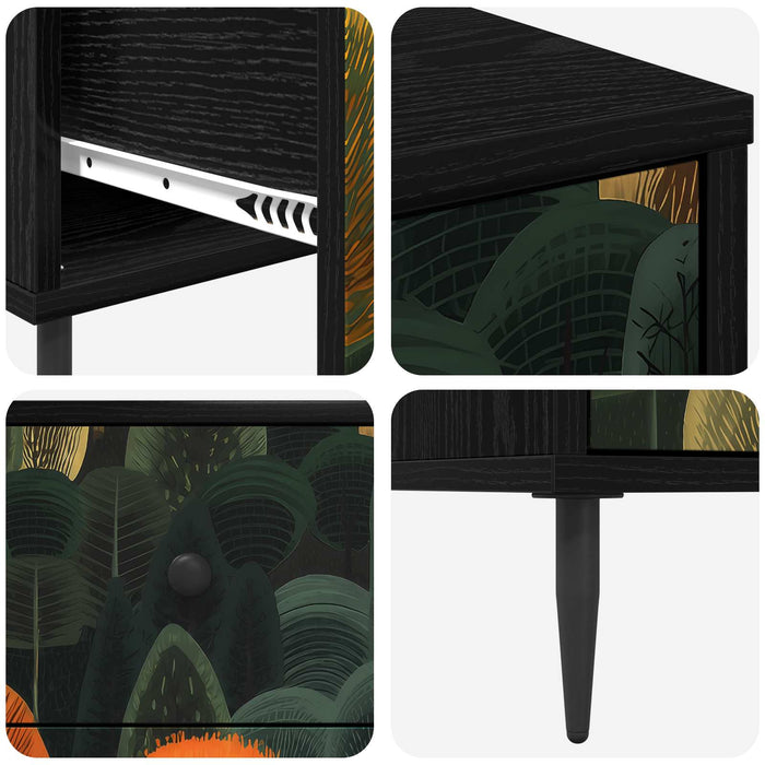 Dulap de noapte ZAANDAM 2 buc. Stejar Negru 36 x 33 x 61 cm WALTI