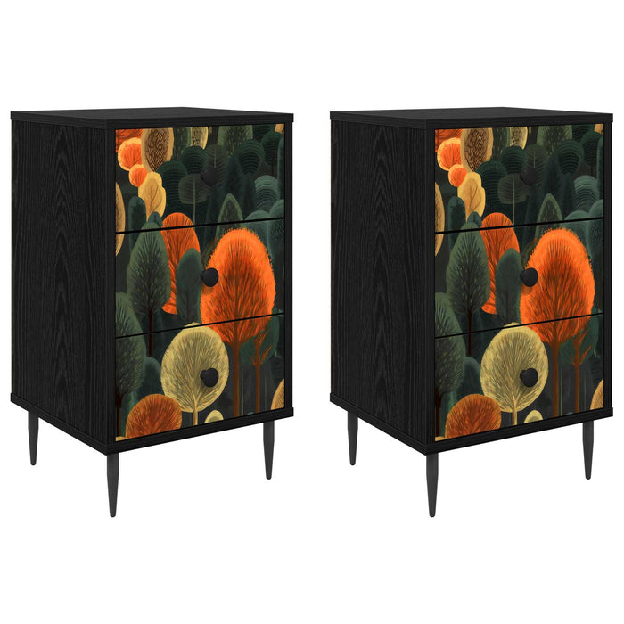 Dulap de noapte ZAANDAM 2 buc. Stejar Negru 36 x 33 x 61 cm WALTI